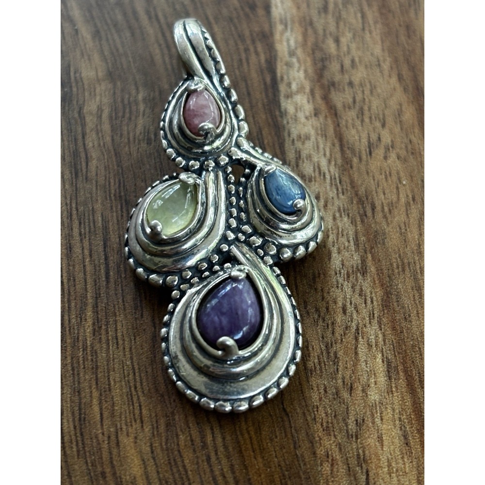 925 Carolyn Pollack Relios Sterling Silver Windsong Collection 4 Stone Pendant